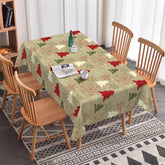 Lofaris Snowflake Pine Trees Brown Green Christmas Tablecloth